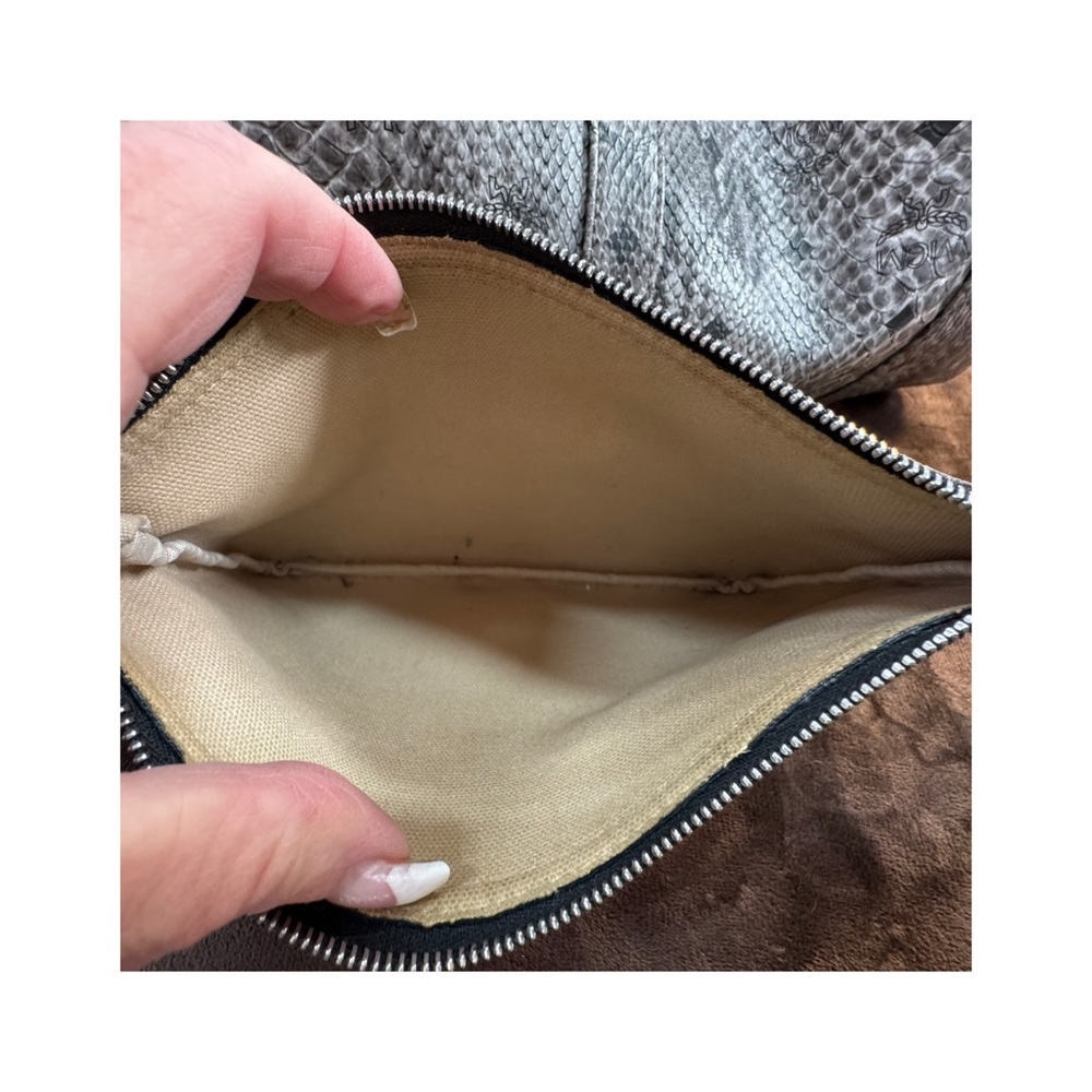 Authentic Mcm Snakeskin Pattern Tote And Makeup B… - image 3